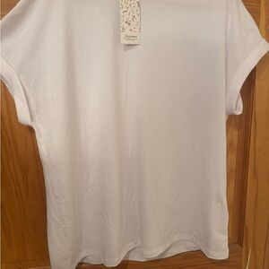 White Short Sleeve Rolled Sleeve T-Shirt